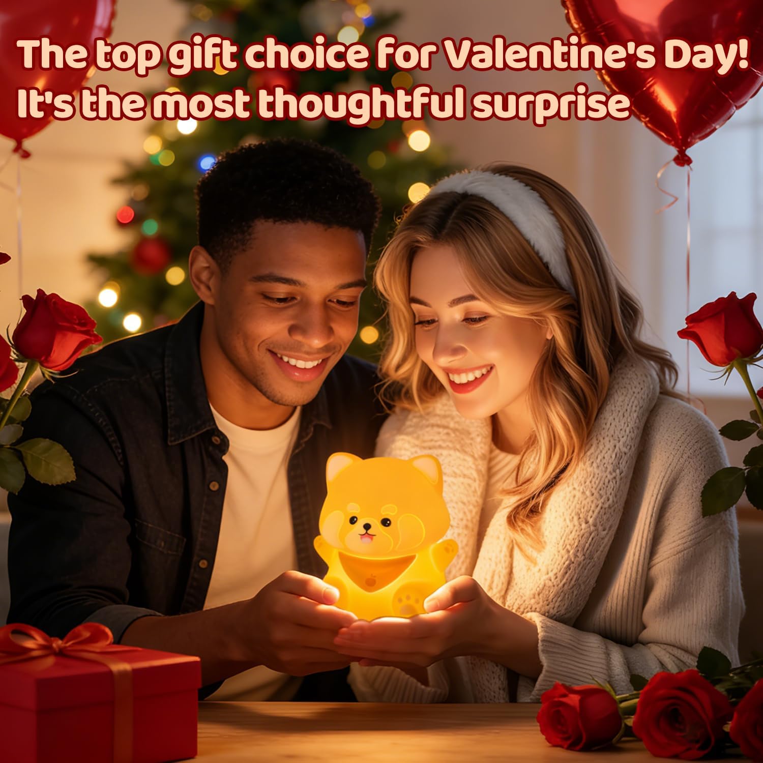 Rytinazzz Silicone Night Light for Kids, 50H Long Battery Red Panda Lamp, Cozy Gift Light for Kids, Soft Dimmable Bedside Light…