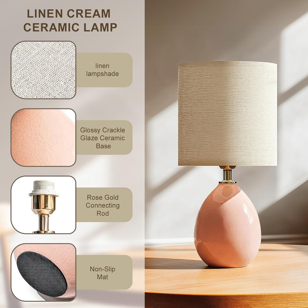 Dawnwake 18.5" Table Lamps Set of 2 for Living Room Bedroom, Bedside Lamps for Night Stands, Desk Nightstand Lamp Dimmable, Modern Linen…