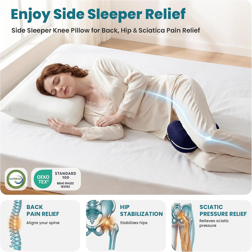 Knee Pillow for Side Sleepers - Smooth Spine Alignment Pillow, Memory Foam Knee Pillows for Back Hip Pain, Spine Aligning, Sciatica…