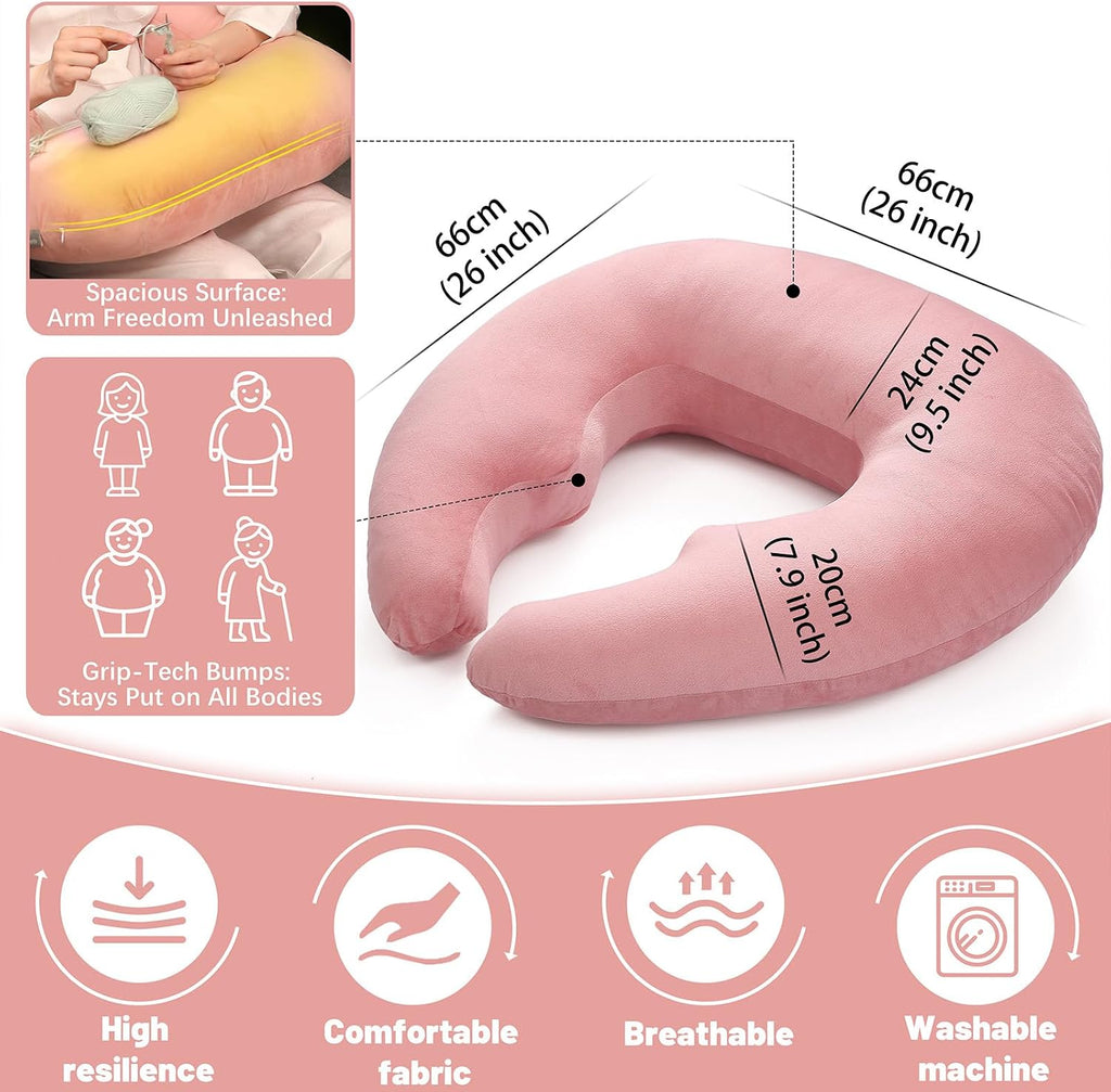 Ergonomic U-Shape Gaming & Lap Pillow - Crochet Pillow & Reading Support Pillow with Arm Relief, Comfort for Gamers, Crafters & Book…
