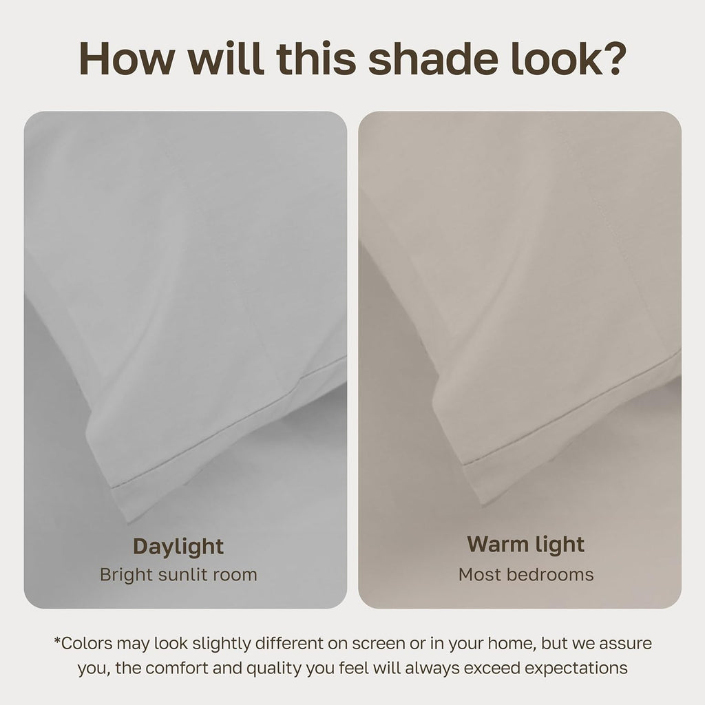 CaliforniaDesignDen California Design Den Standard/Queen Pillowcases Set of 2-100% Egyptian Cotton, Crisp Percale Feel, Soft & Breathable S…