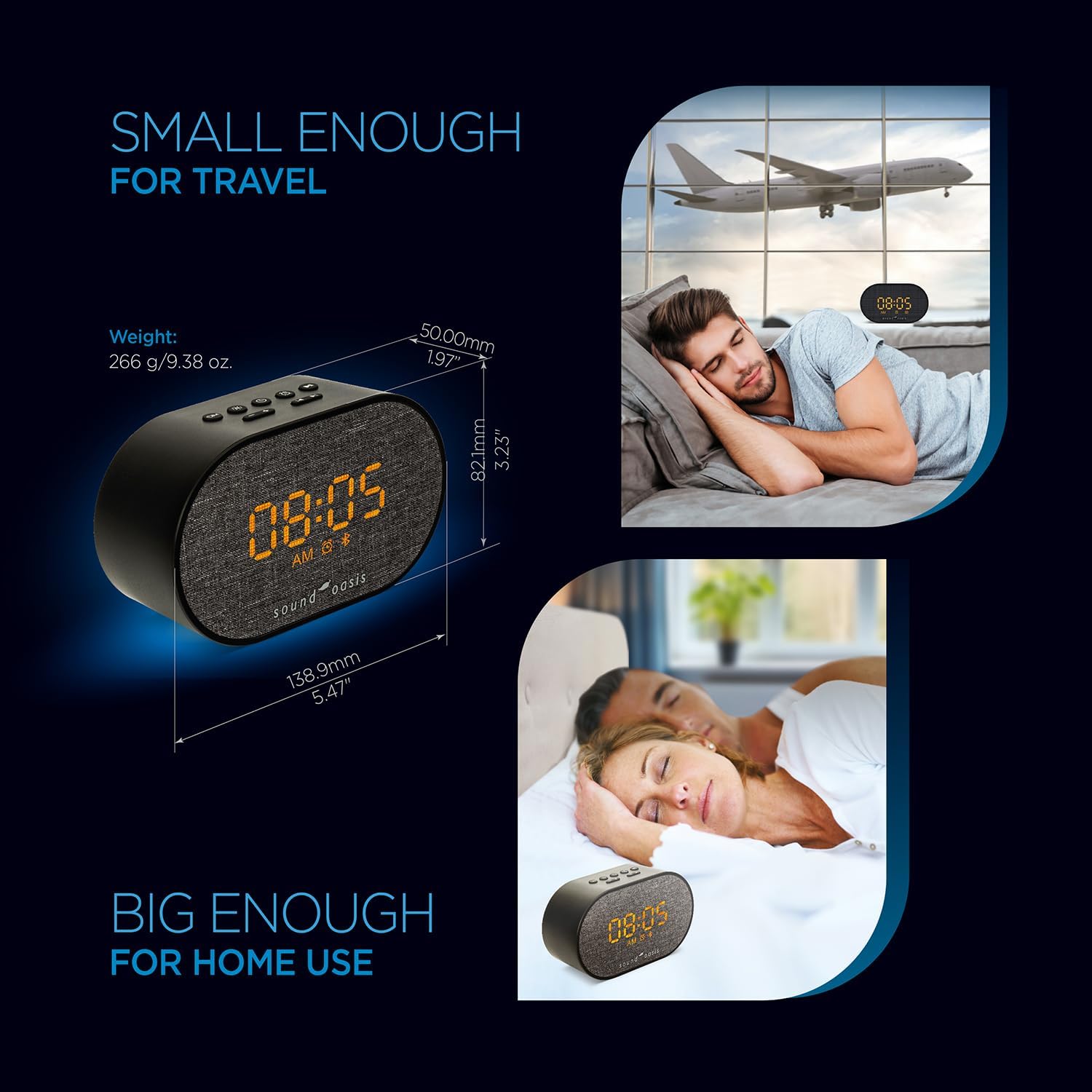 SoundOasis Sound Oasis® Bluetooth® Sleep Sound relaxation System® Alarm Clock - Sleep Better, Manage and Mask Tinnitus, 30 Built-in…