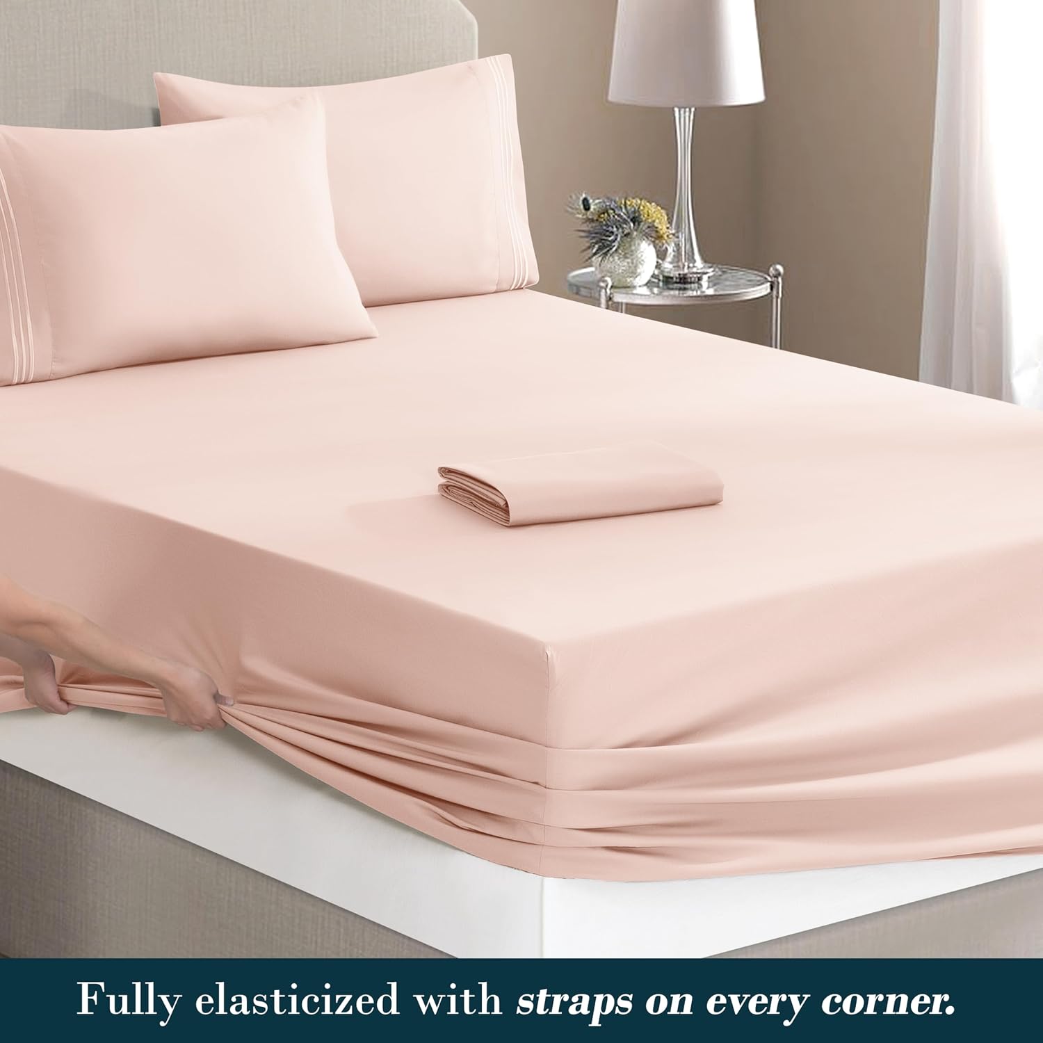 MocassiLuxuryBedding Mocassi Luxury 6-Piece Sheet Set, Ultra Soft 1800 Hotel Quality Microfiber Sheet Set, Fits Mattresses Up to 18 to 24 I…
