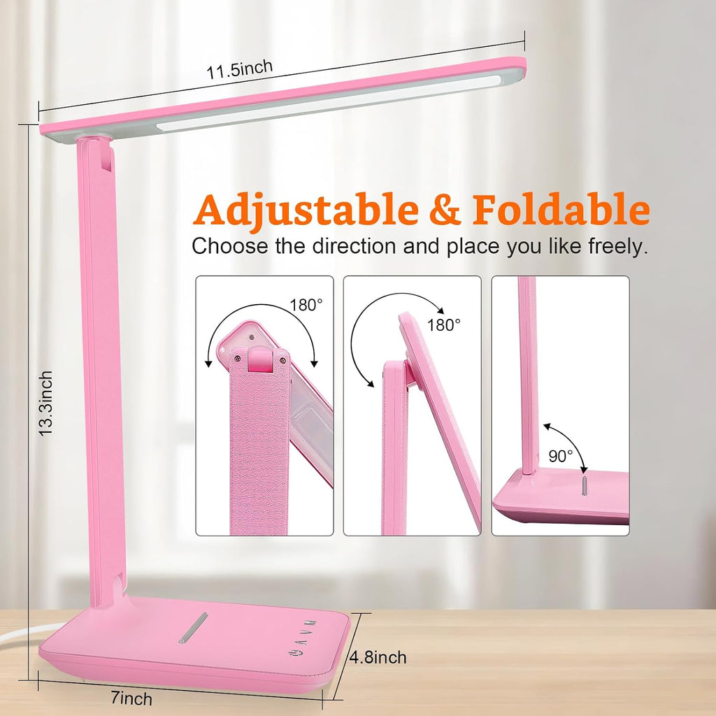karidi LED Desk Lamp Dimmable Table Lamp with USB Charging Port, 5 Lighting Modes, Sensitive Control, Foldable Portable Desk Light for…