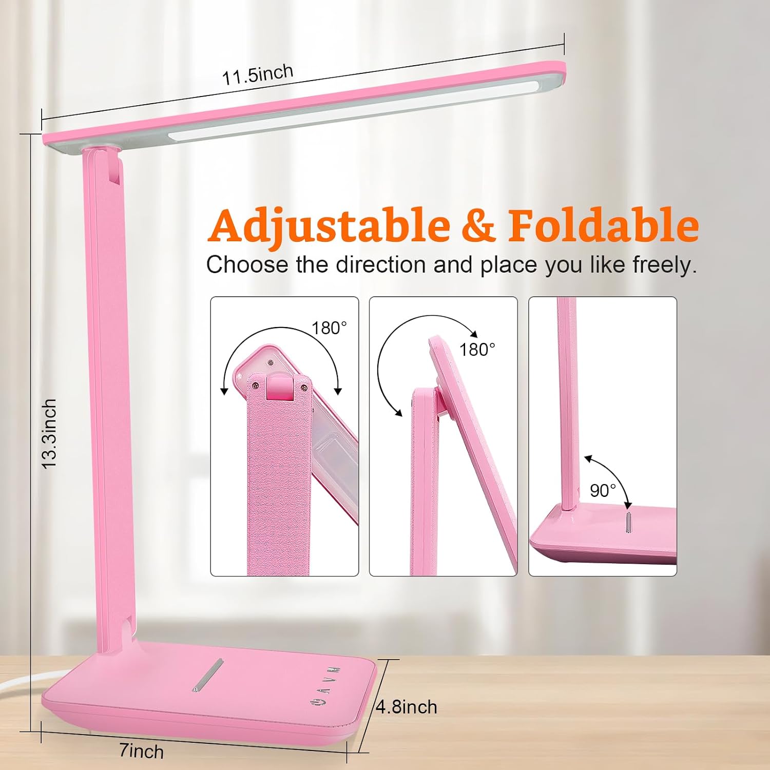 karidi LED Desk Lamp Dimmable Table Lamp with USB Charging Port, 5 Lighting Modes, Sensitive Control, Foldable Portable Desk Light for…