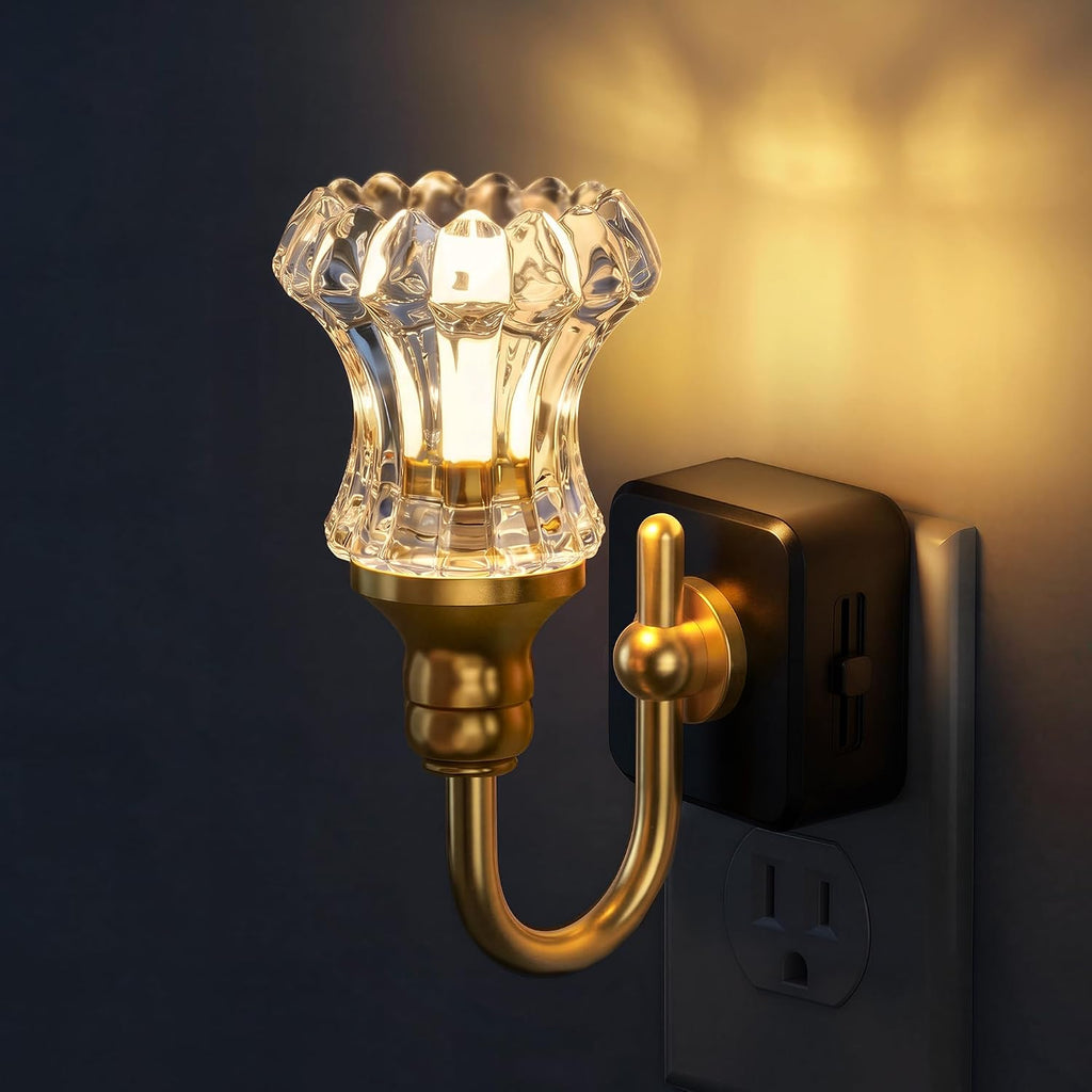 DORESshop LED Night Light, Striped Flower Night Lights Plug into Wall, 3 Level Dimmable Nightlight, Dusk to Dawn Sensor, 3000K Soft…