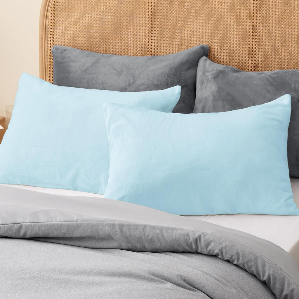 Bedelite Flannel Pillow Cases Queen Size Set of 2, Super Soft Fleece Pillowcases with Zipper for Bedroom, Sofa, Couch, Luxury Cozy Fuzzy Vel…