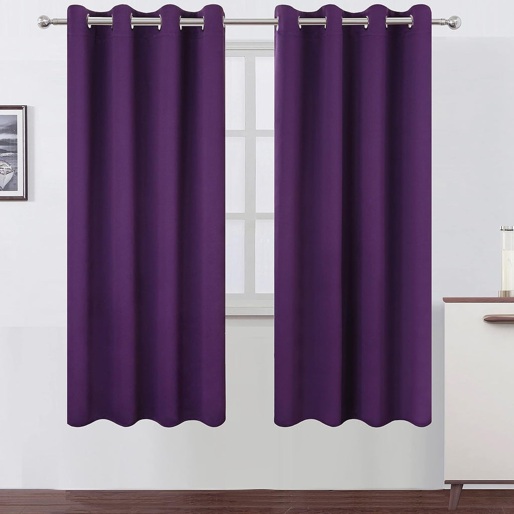 Lemomo Purple Thermal Blackout Curtains/52 x 72 Inch/Set of 2 Panels Room Darkening Curtains for Bedroom 72 Inch silver