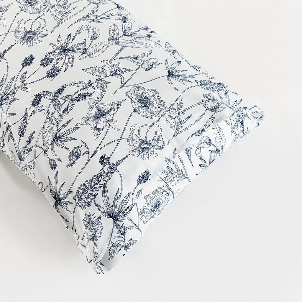 Susybao 100% Cotton Pillowcases Queen Size Set of 2 Vintage Flowers Print Bed Pillow Covers Envelope Closure End Floral Pillow Encasement L…