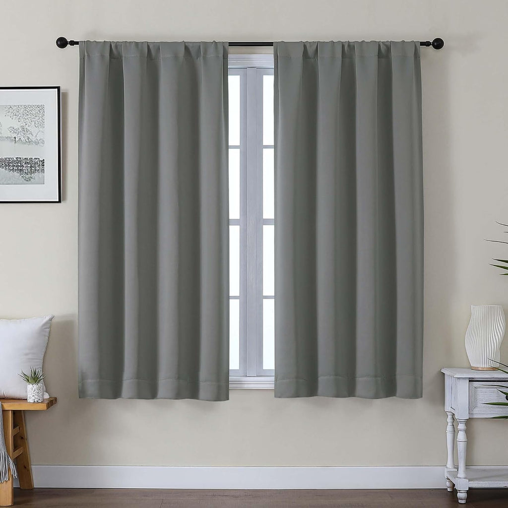 Gwine Light Grey Blackout Curtains for Bedroom 54 Inches Long, Thermal Insulated Room Darkening Curtains for Living Room Each 40" Wx54 L…
