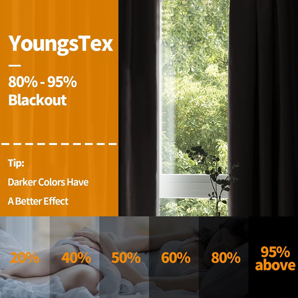YoungsTex Brown Blackout Curtains for Bedroom 84 Inches Length - Thermal Insulated with Grommet Room Darkening Curtains for Living Room, 2…