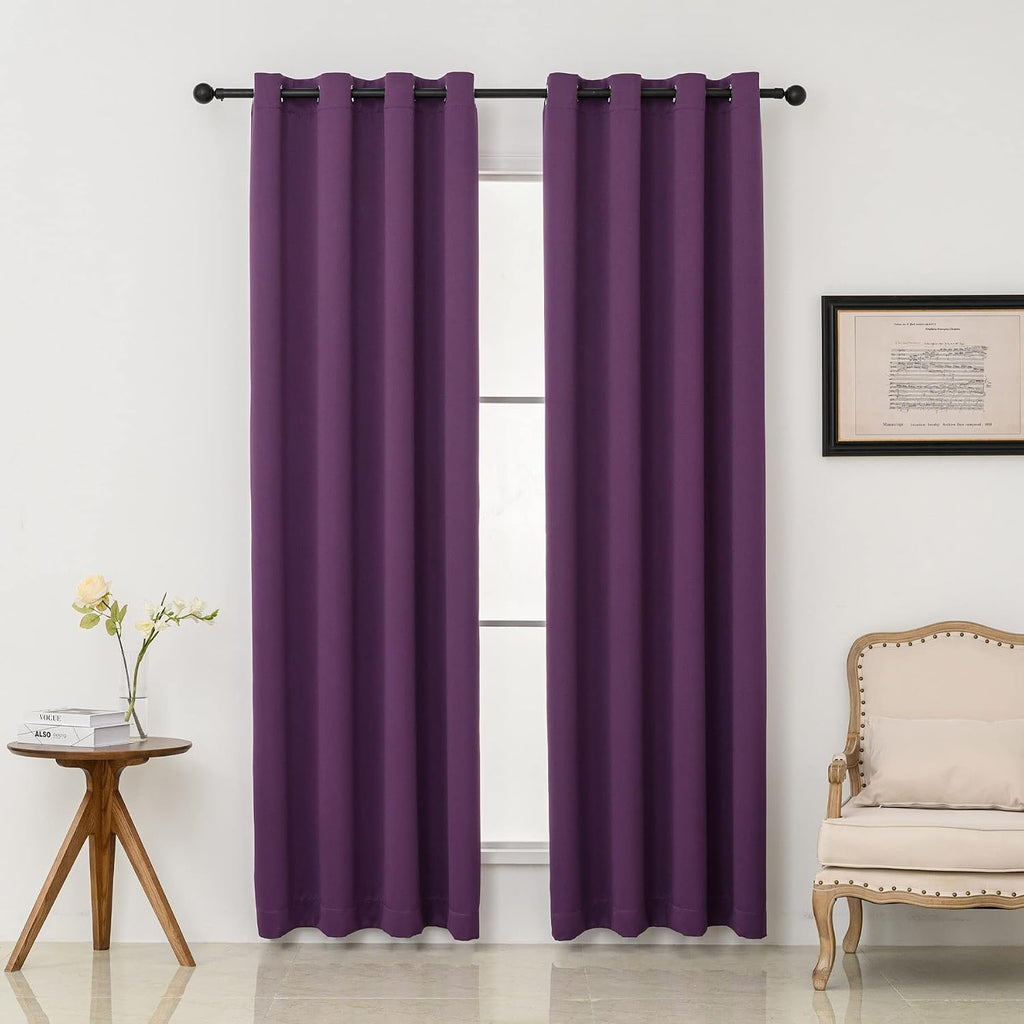 Pickluc Purple Blackout Curtains with Grommet 96 Inches Long 2 Panels, Light Blocking Window Drapes for Living Room, Thermal Insulated, Noi…