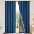 Joydeco Linen Blackout Curtains for Bedroom - 100% Light Blocking 1 Panels, Navy Blue Drapes 70" W x 96" L, Thermal Insulated Room Darkenin…