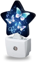 Glitter Butterfly Night Lights Plug Into Wall, Navy Blue Dusk to Dawn Light Sensor Night Light for Kids, Energy Efficient Sleep Friendly…