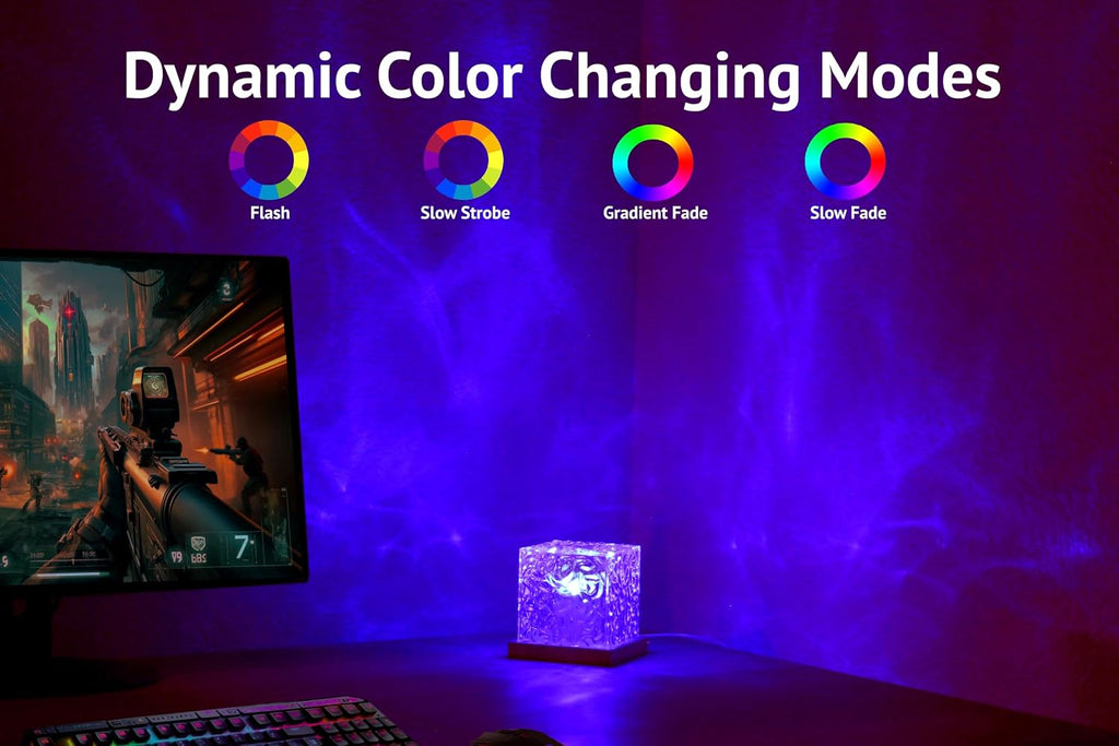 Ocean Wave Light Projector | Northern Lights Aurora & Crystal Ripple Lamp | Ocean Mood & Night Light with Remote, Multi-Mode Moving Waves…