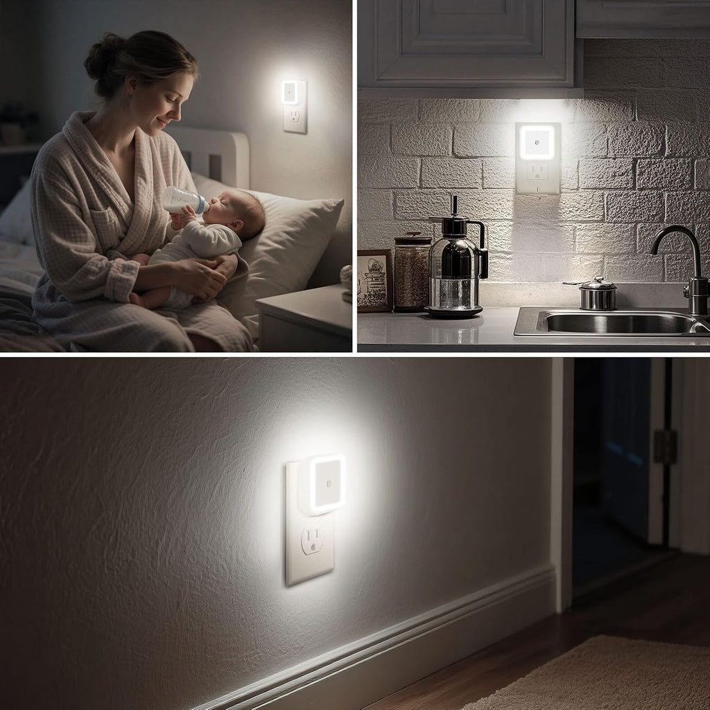 Night Light, 0.5W Daylight White LED Plug-in Night Light with Dusk to Dawn Sensor, Pack of 6 - Designed for Kids Room, Bedroom, Bathroom…
