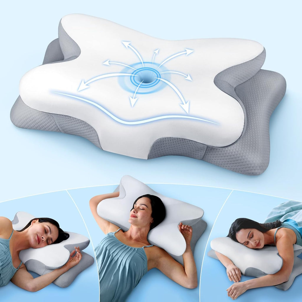 Cozyplayer Effective Cervical Neck Pillow for Sleeping, Ergonomic Cooling Side Sleeper Pillow for Neck Support, Odorless Contour Memory Foa…