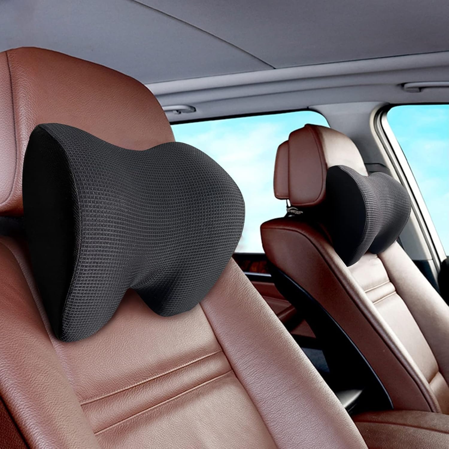 SPRFUFLY Make Relaxing Car Headrest Pillow, Car Pillow for Driving with Adjustable Strap, Breathable Removable Cover & Ergonomic Design…