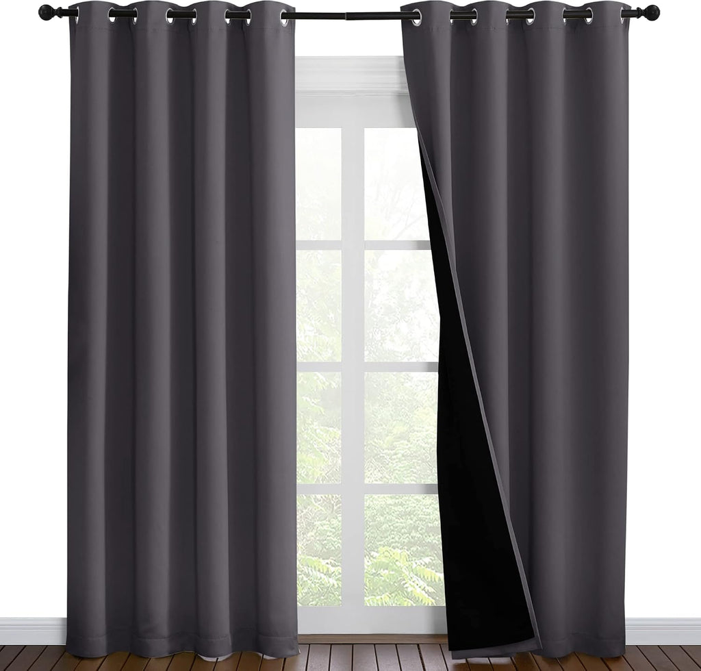 Nicetown Grey Full Shade Curtain Panels, Pair of Energy Smart & Noise Blocking Out Blackout Drapes for Dining Room Window, Thermal Insulate…