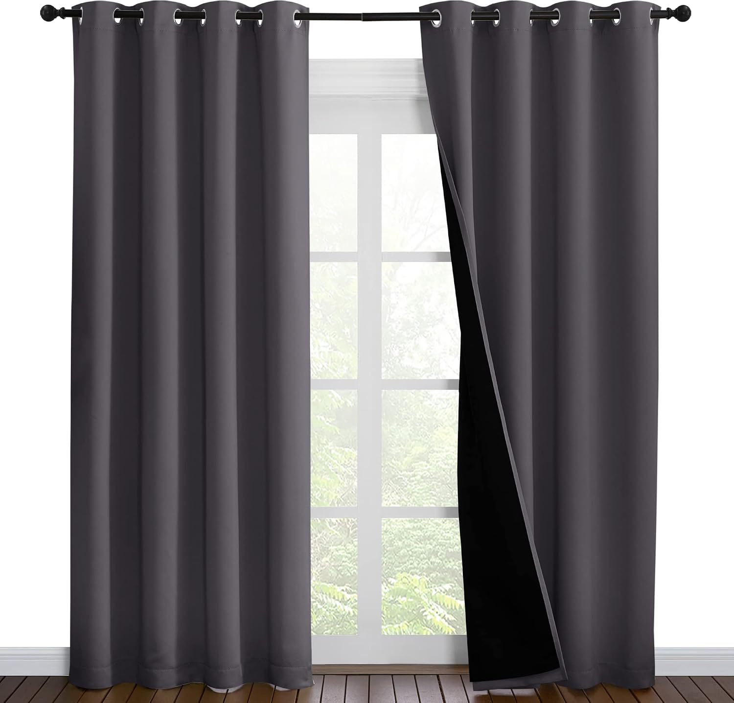 Nicetown Grey Full Shade Curtain Panels, Pair of Energy Smart & Noise Blocking Out Blackout Drapes for Dining Room Window, Thermal Insulate…