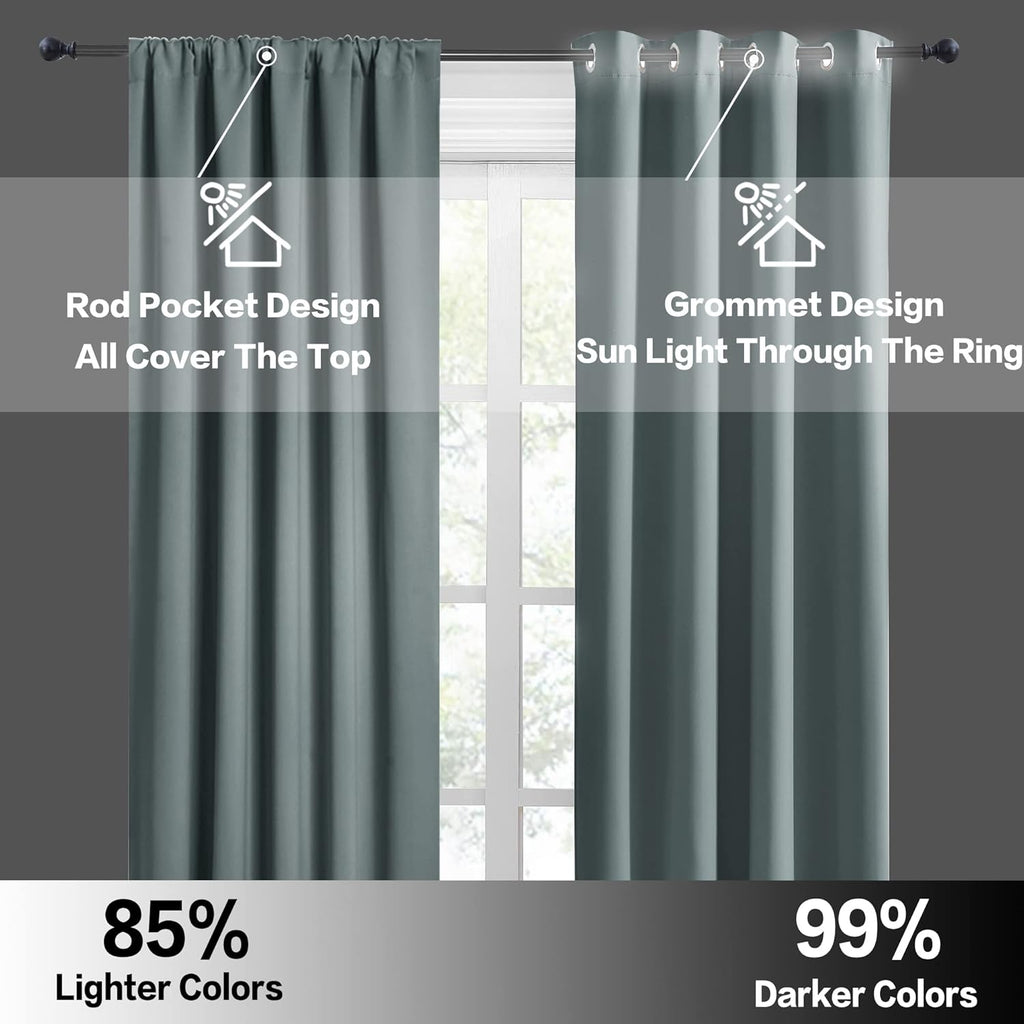 Rybhome RYB HOME Room Darkening Curtains for Small Window, Solid Kitchen Curtain Rod Pocket Privacy Valance Panels for Cafe Window Farmhous…