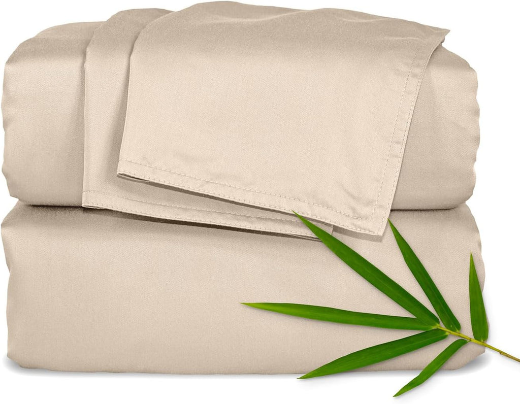 PureBamboo Pure Bamboo Split King Sheets, Genuine 100% Organic Viscose Derived from Bamboo Bed Sheet Set, Soft & Cooling, Double Stitching,…