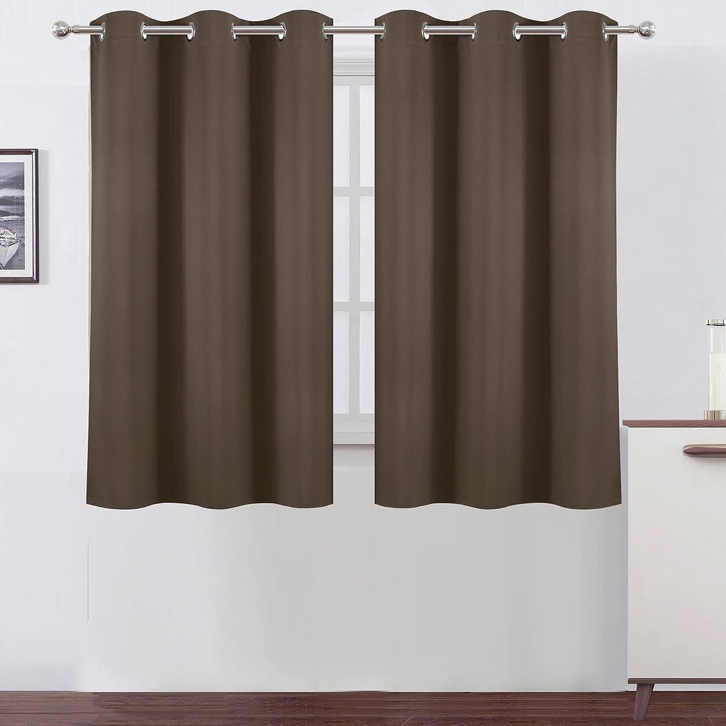 Lemomo Chocolate Brown Blackout Curtains 38 x 54 Inch Length/Set of 2 Curtain Panels/Thermal Insulated Room Darkening Blackout Curtains for…