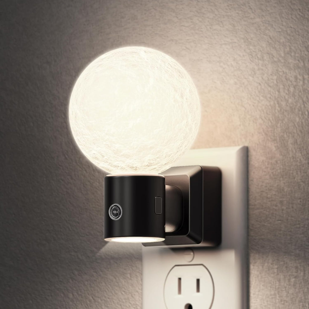 DORESshop Moon Night Light, Night Lights Plug into Wall, Dusk-to-Dawn Sensor, 3D Design 5000K Daylight White, Dimmable Nightlights Indoor…