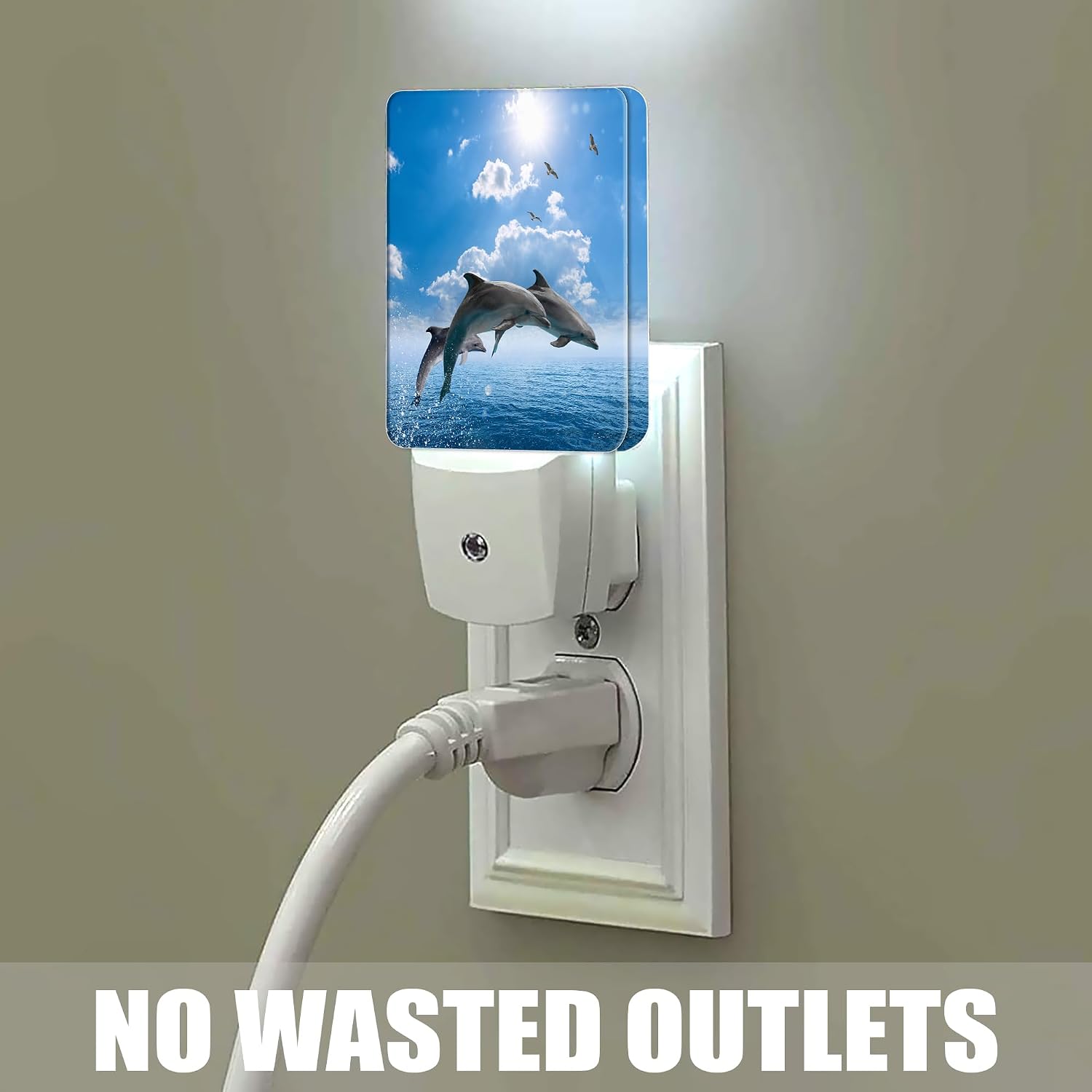 Dolphins Seagulls Night Light, Marine Wildlife Night Lights Plug into Wall Decor for Bedroom, Bathroom, Dusk to Dawn Sensor Nightlights…
