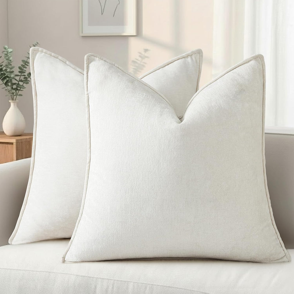 decorUhome Summer Couch Throw Pillow Covers 20x20 Set of 2, Decorative Soft Velvet Modern Cozy Chenille Pillow Cases with Elegant Design fo…