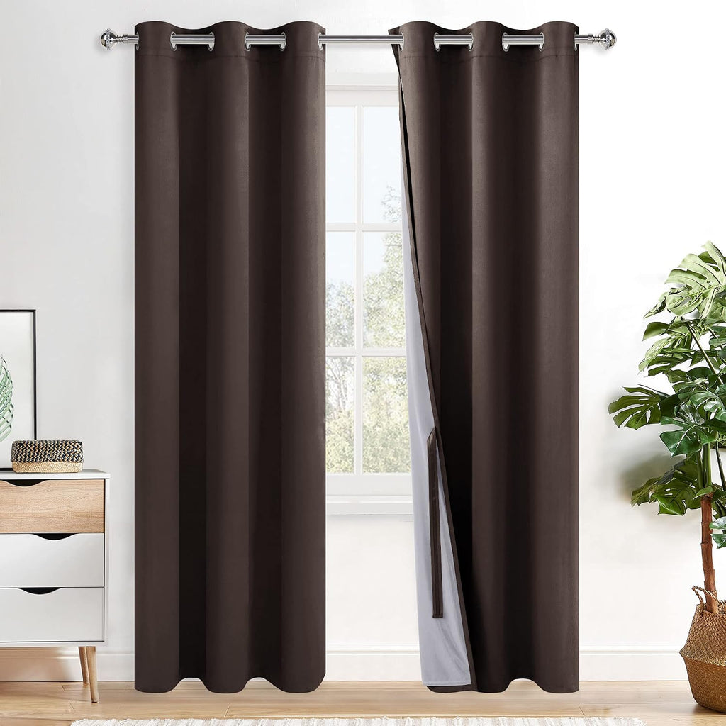 Xwzo 100% Blackout Curtains with Tiebacks- Heat and Full Light Blocking Window Panels with Grommets for Bedroom/Nursery, 84 Inches Long The…