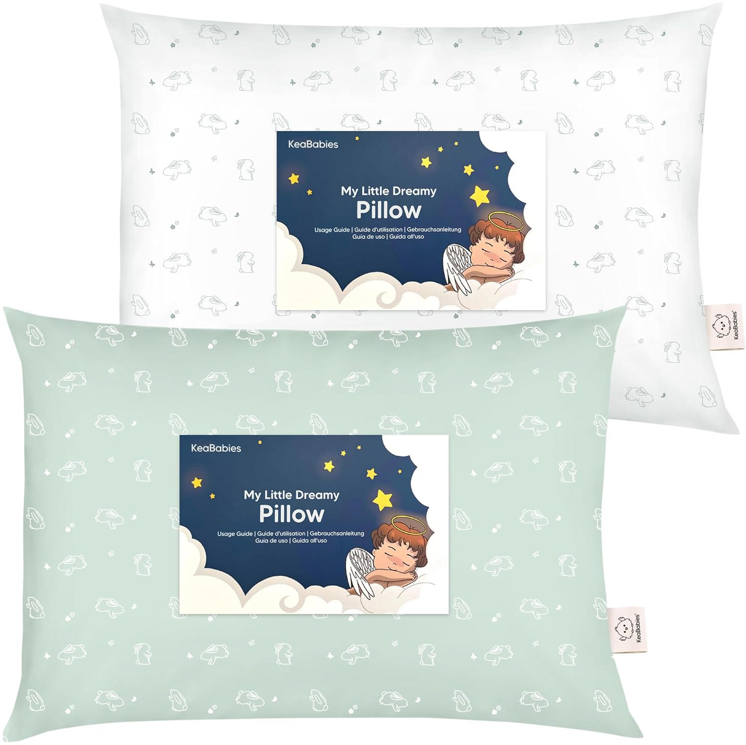 KeaBabies 2-Pack Toddler Pillows 2 Year Old to 5-13x18 Soft Organic Cotton Kids Pillow for Sleeping, Travel, School, Daycare, Nap…