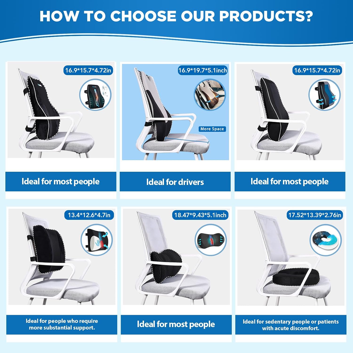 Niceedaybrand Lumbar Support Pillow for Office Chair Car, Gaming Chair Lower Back Memory Foam Cushion with 3D Soft Cover Enhance Your Drivi…