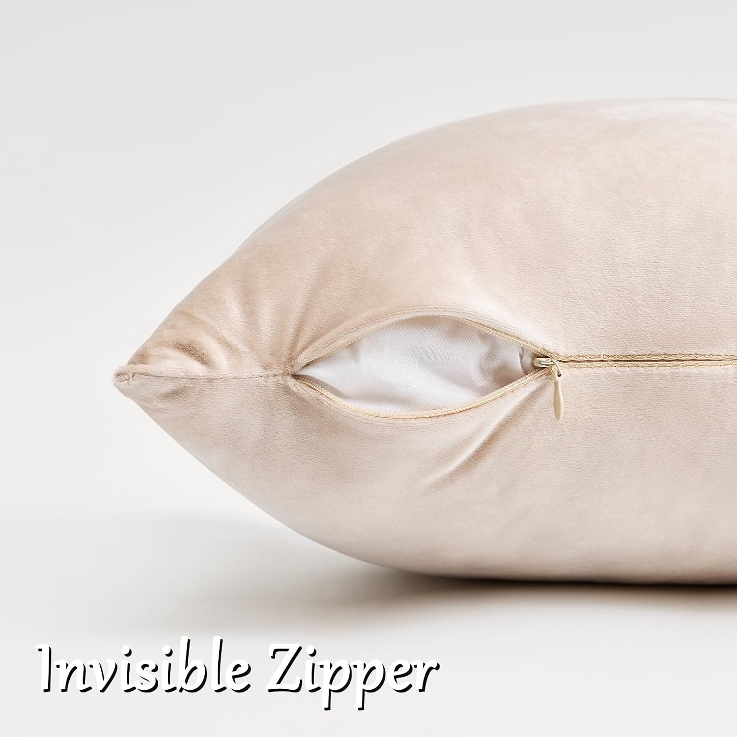 GIGIZAZAFocusingonhomedecoration GIGIZAZA 24x24 Beige Pillow Covers: Pack of 2 Champagne Vintage Throw Pillows Super Soft Velvet Covers - D…