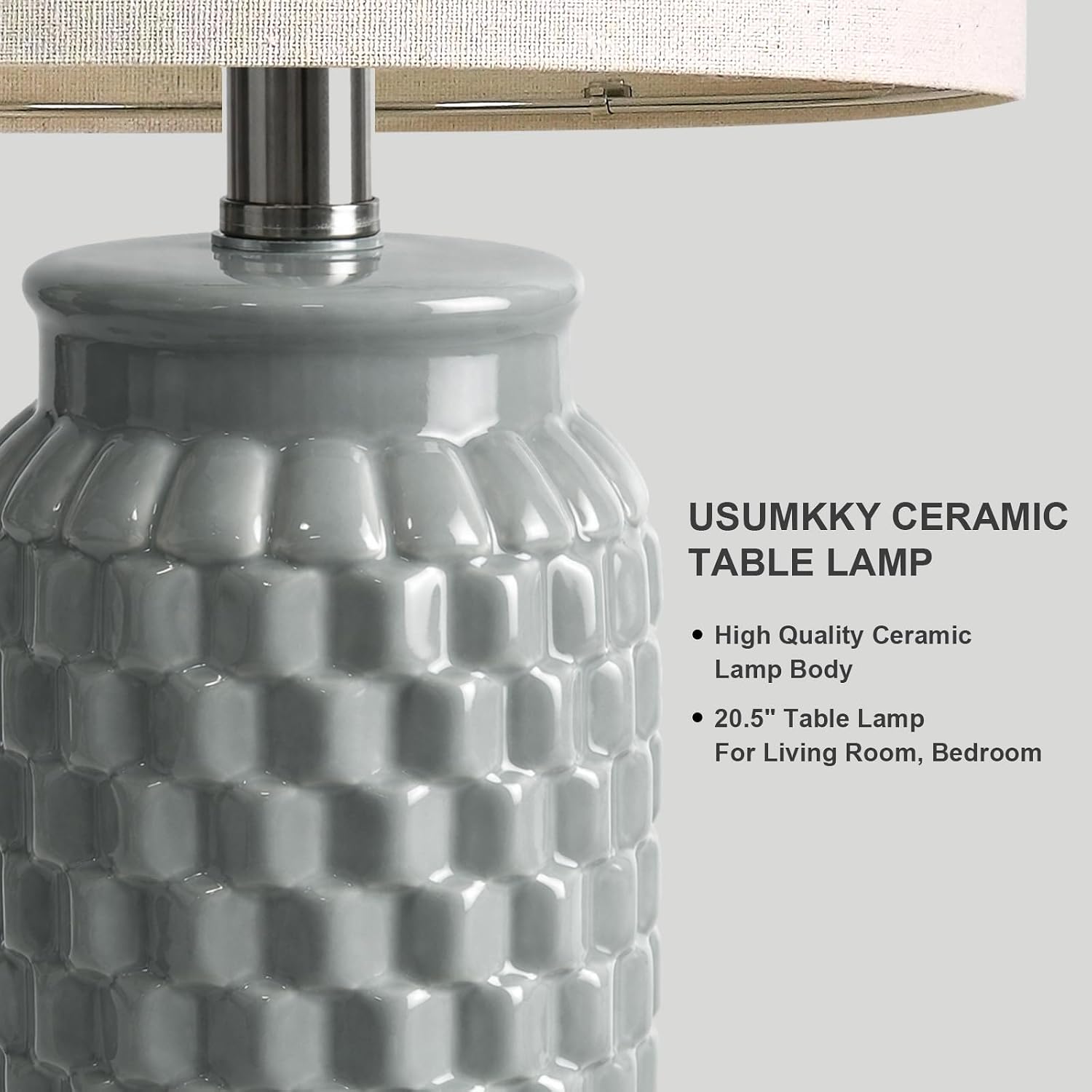 USumkky 20.5" Ceramic Table Lamps Set of 2, Modern Farmhouse Boho Bedside Lamps for Bedroom, Nightstand Lamps for Living Room End Tables…