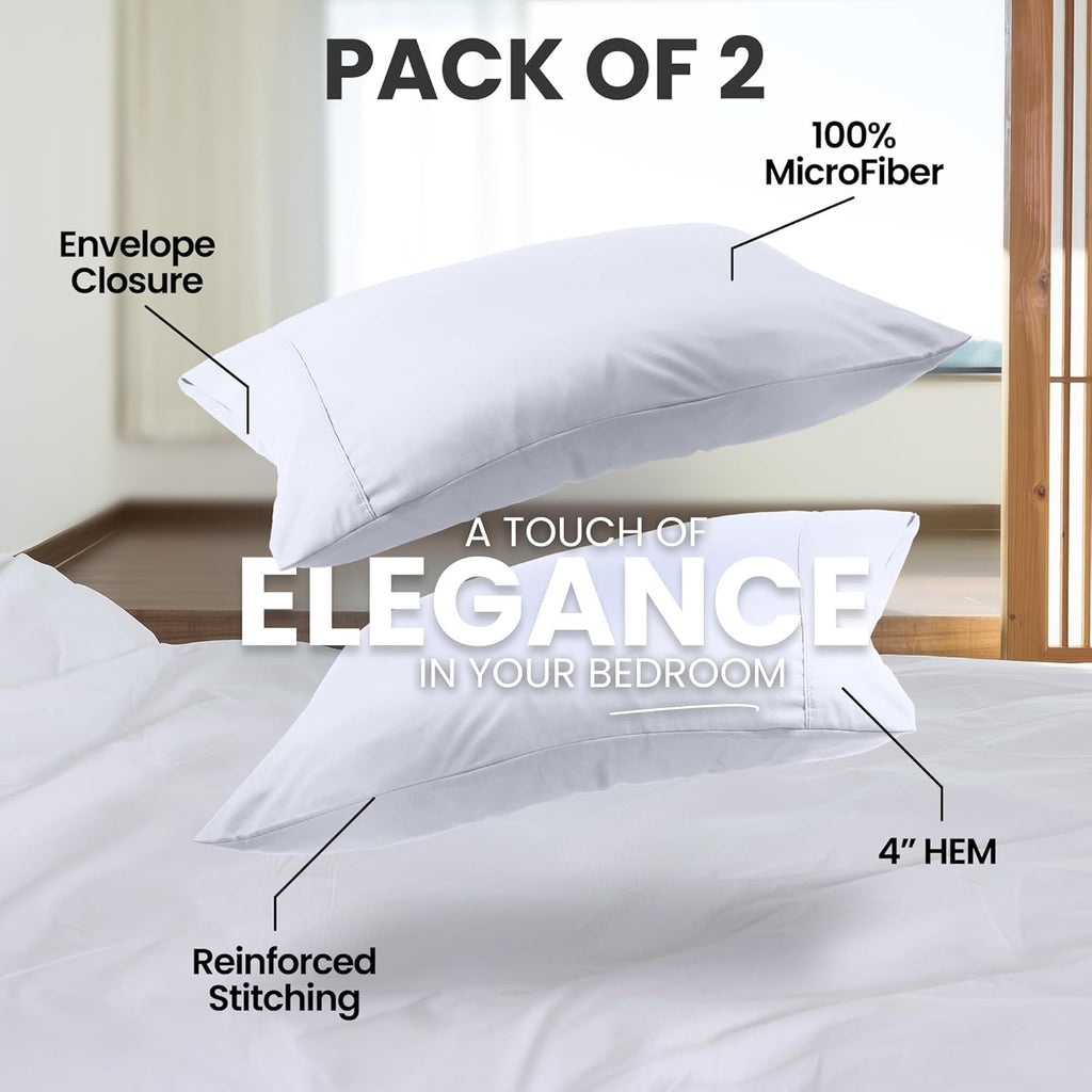 Utopiabedding Utopia Bedding Standard Pillow Cases - 2 Pack - Envelope Closure - Soft Brushed Microfiber Fabric - Shrinkage and Fade Resist…