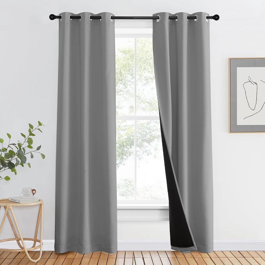 Nicetown Full Shade Curtain Panels, Pair of Energy Smart & Noise Blocking Out Blackout Drapes for Dining Room Window, Thermal Insulated Gue…