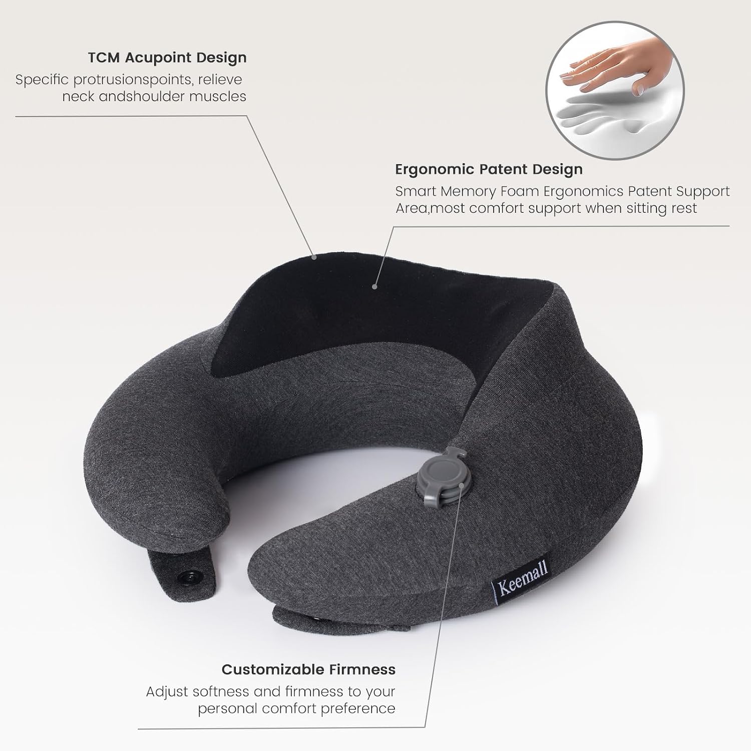 Keemall Inflatable Neck Pillow, Premium Travel Neck Pillow for Airplane Headrest Sleep - 3rd Generation, Double Comfort Plane Pillow for…