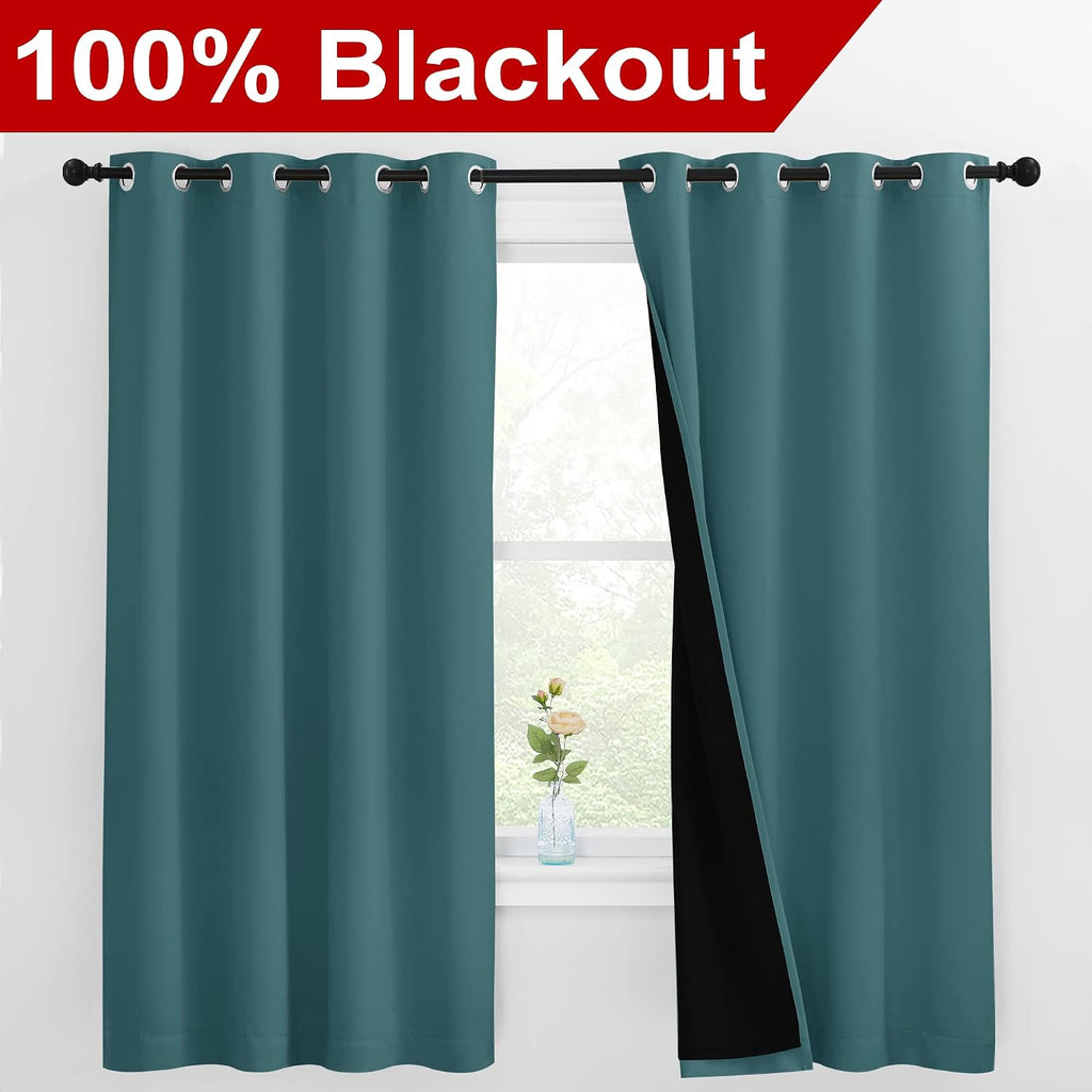 Nicetown 100% Blackout Curtain Panels, Thermal Insulated Black Liner Curtains for Nursery Room, Noise Reducing and Cold Blocking Drapes for…