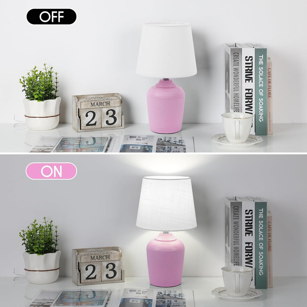 Sucolite Small 11.8'' Table Lamps Set of 2, Bedside Nightstand Lamps for Bedroom Kid’s Room, Cute Desk Lamps with Studded Texture Base…