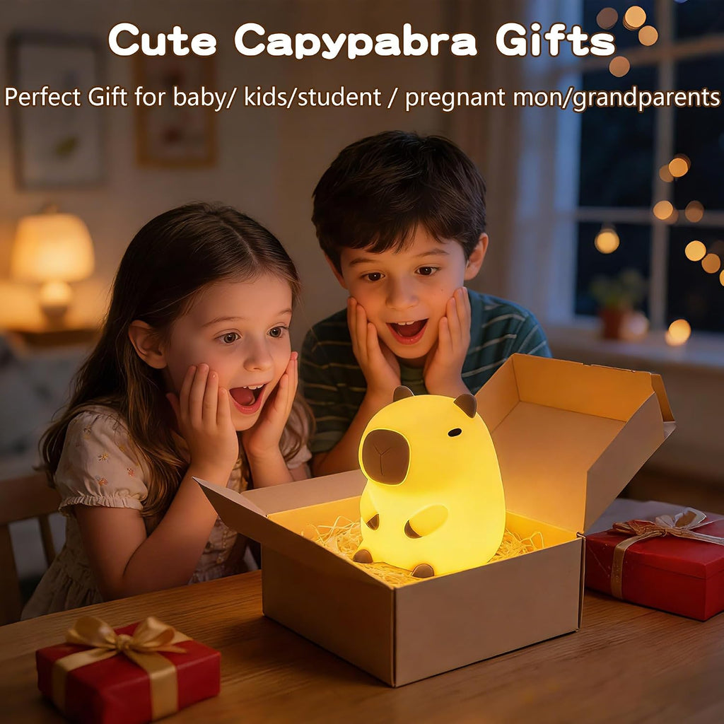 FAMIDUO-BrightenYourLife FAMIDUO Capybara Night Light for Kids, Safe Squishy Silicone Nursery Light with Timer, Dimmable & Rechargeable Touch…