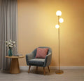 Fiqevs 3 Globe Floor Lamp Mid Century Modern, Gold Standing Lamp with Frosted Glass Shade & LED Bulbs, Tall Pole Light with Foot Switch…
