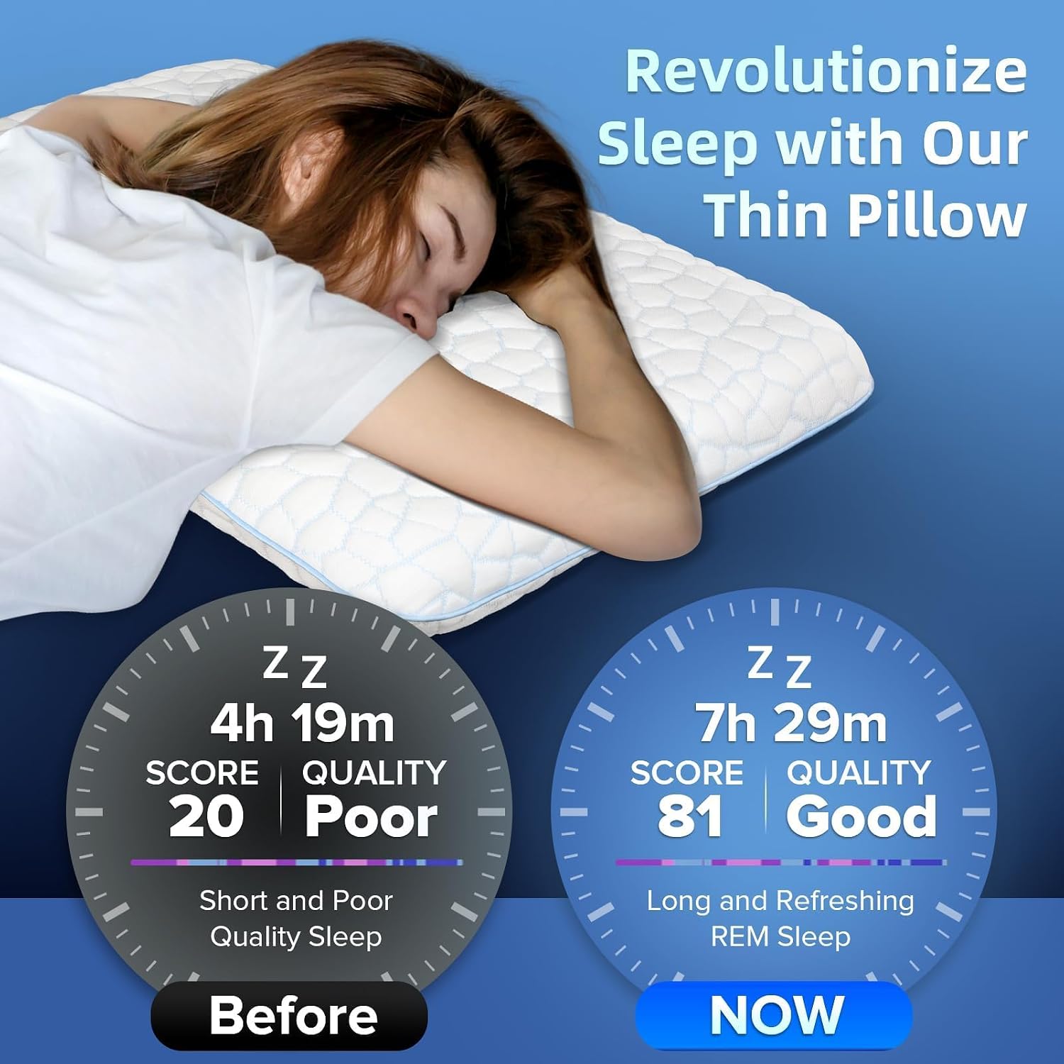 Supamodern Ultra Thin Flat Pillows for Sleeping, Cooling Memory Foam Pillow 3.25 in Ultra Thin Pillow, Low Profile Sleeper Pillows for S…