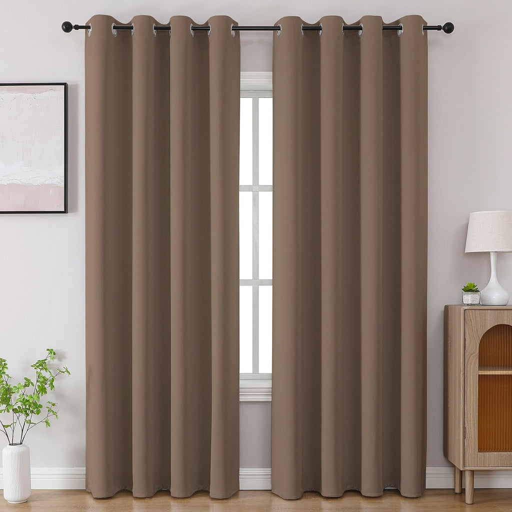 CUCRAF Khaki Blackout Curtains 108 inch Length 2 Panels Set, Room Darkening Drapes for Living Room Bedroom, Thermal Insulated Light…