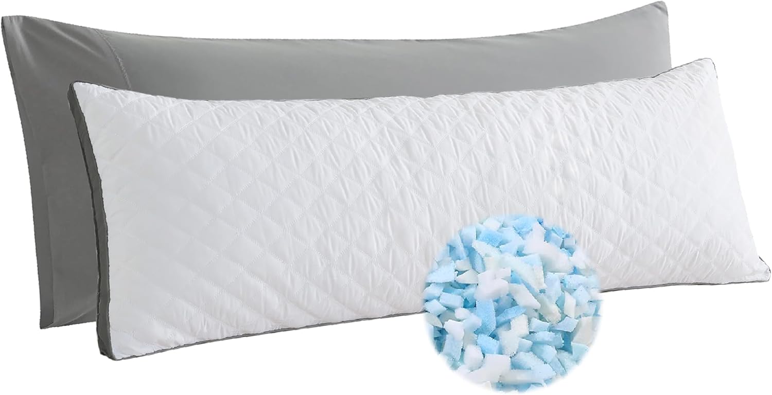 WhatsBedding Memory Foam Body Pillow with Removable Pillowcase-Fluffy Body Pillows for Adults -Large Long Bed Pillows for Sleeping…