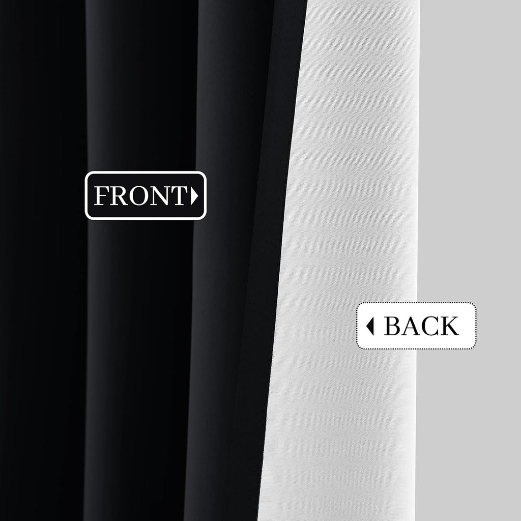 Yakamok 100% Blackout Curtains Black Room Darkening Thermal Insulated Window Curtain with 2 Thick Layers-Set of 2 Panels Grommet Top Drapes…