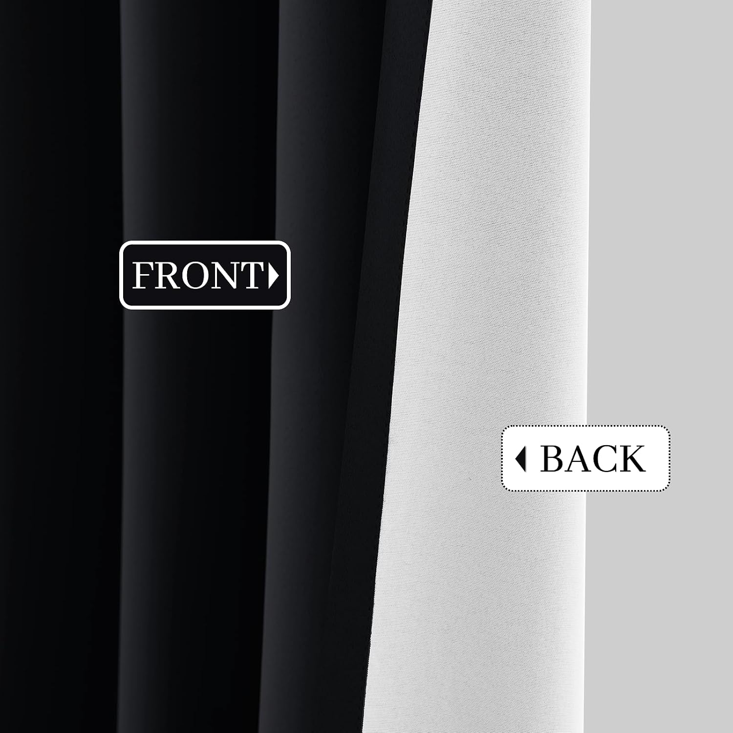Yakamok 100% Blackout Curtains Black Room Darkening Thermal Insulated Window Curtain with 2 Thick Layers-Set of 2 Panels Grommet Top Drapes…