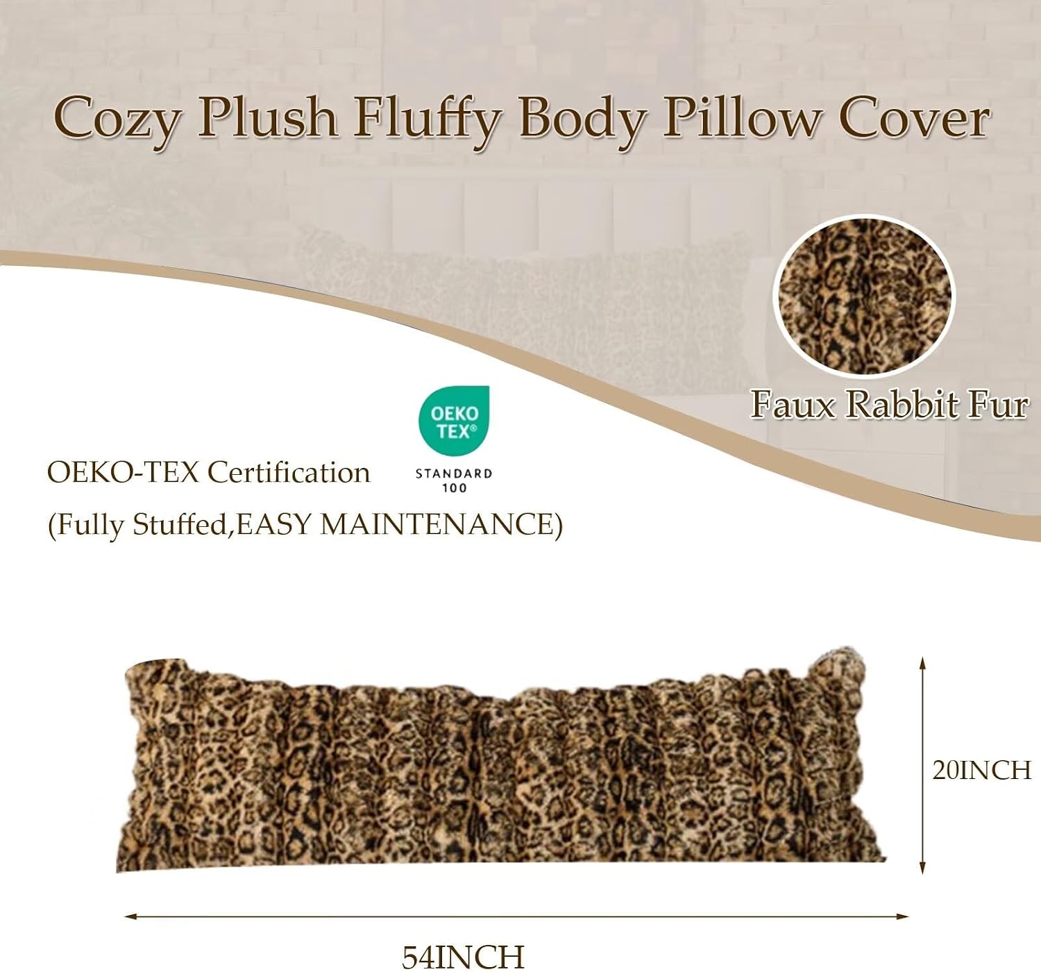 Fluffy Leopard Print Body Pillow Cover, Luxury Bubble Cheetah Print Plush Fuzzy Faux Fur Body Pillowcase with Zipper, Plush Long Pillow…