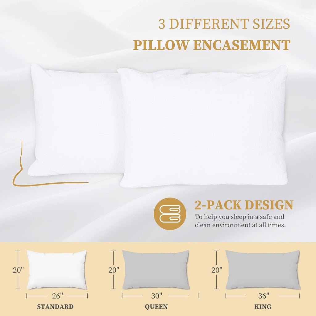 SafeandSound Standard Size Waterproof TPU Coating Pillow Protector with Zipper, Cotton Terry Surface Superior Moisture Absorb Breathable Qu…
