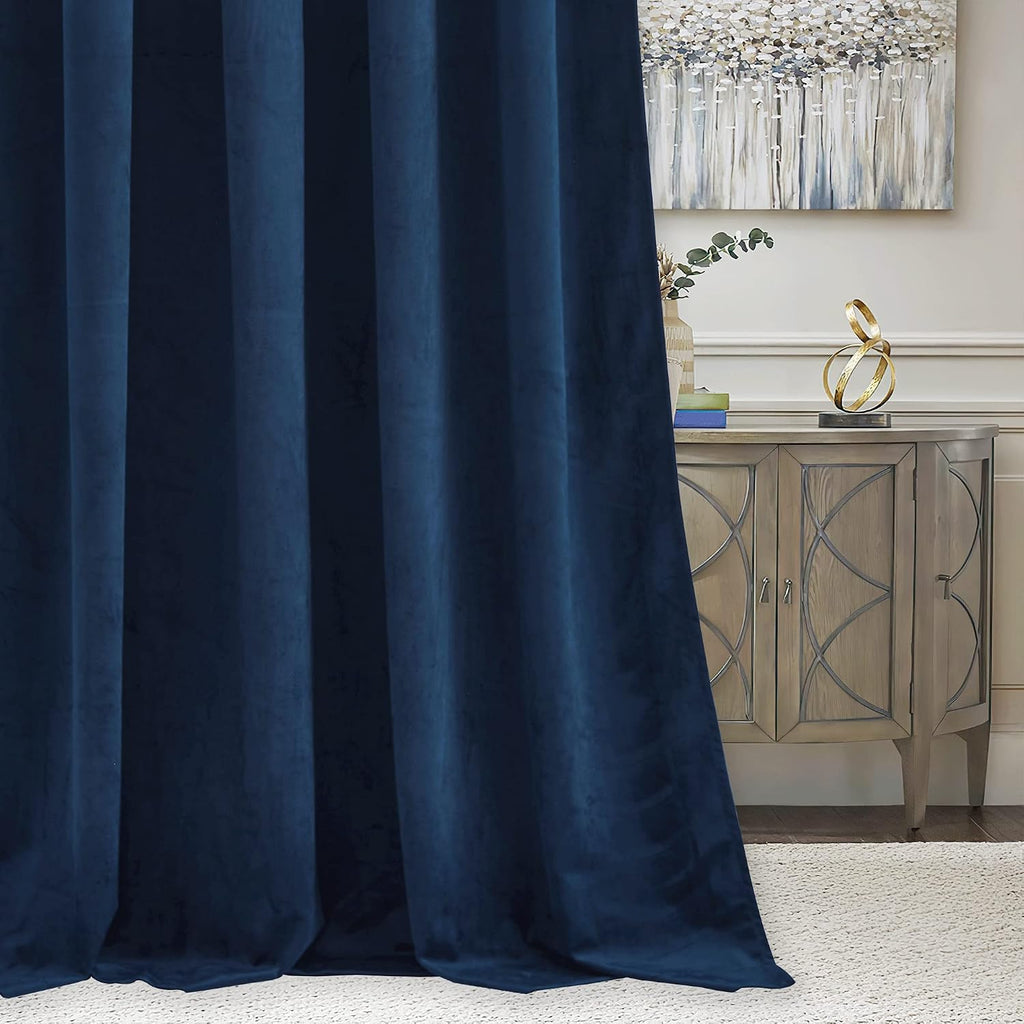 Rybhome RYB HOME Blue Velvet Curtains 84 inches - Blackout Curtains for Living Room, Thermal Insulated Noise Reducing Panels Soft Luxury Wi…